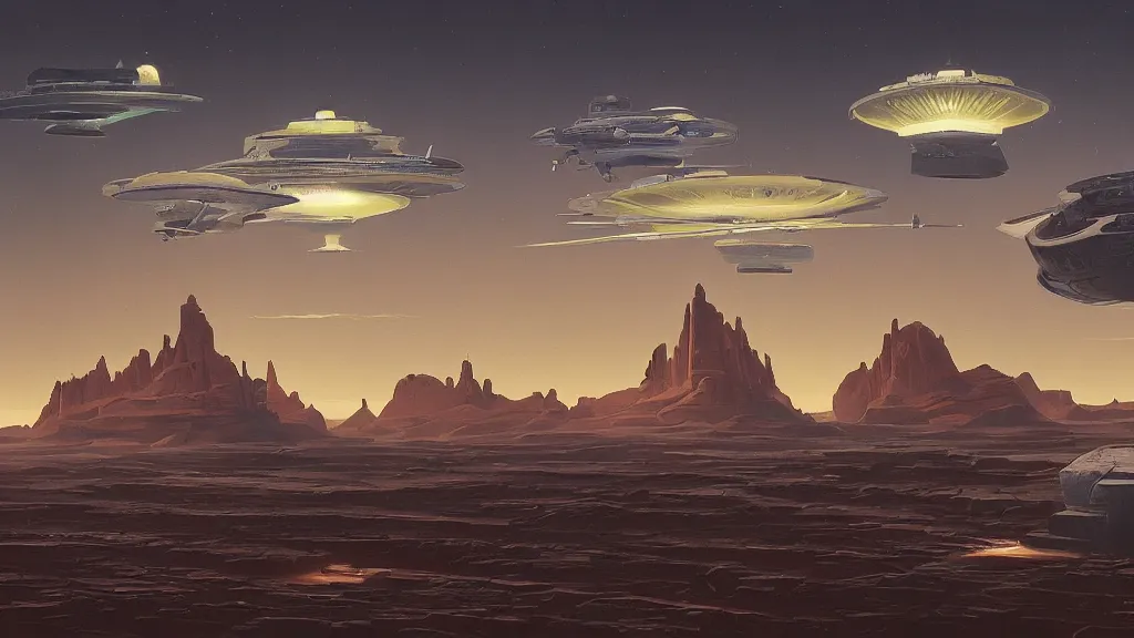 Image similar to a painting in the style of chesley bonestell and in the style of stephan martiniere.