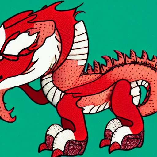 Image similar to Illustration of a plushie red dragon