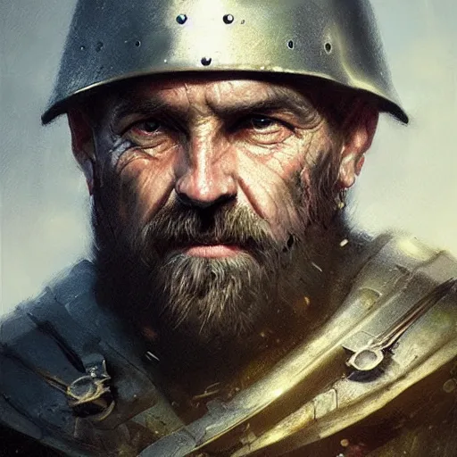 Prompt: Portrait of captain price in medieval armor, detailed face, fantasy, highly detailed, cinematic lighting, digital art painting by greg rutkowski