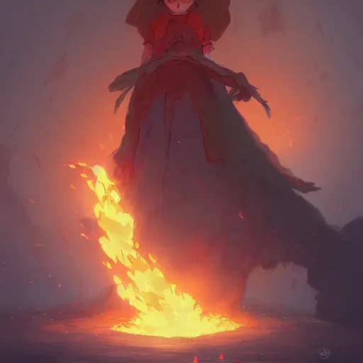 Prompt: Flema, the fire demon by studio ghibli and greg rutkowski