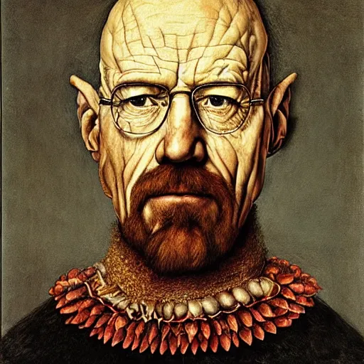 Image similar to giuseppe arcimboldo, portrait of walter white