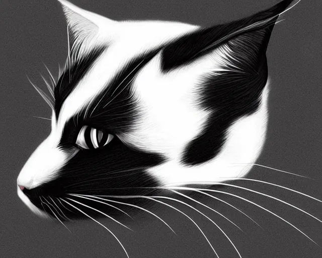 Prompt: black and white cat, a simple vector based illustration, by ross tran, artgerm