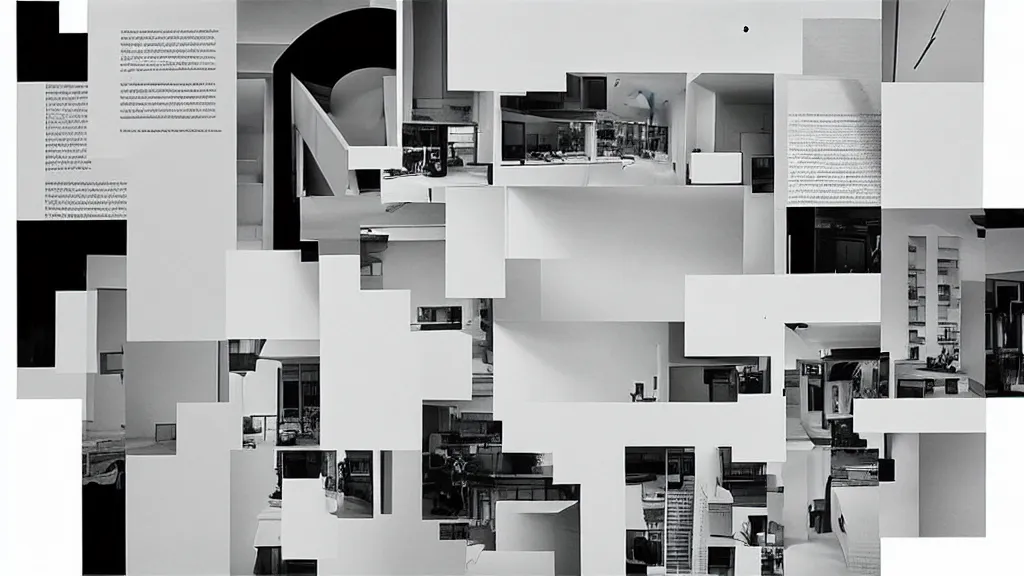 Prompt: “a collage made by Richard Meier, design process, detailed scan”