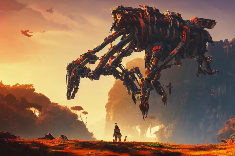 Image similar to sunwing machine mecanical creature robot of horizon forbidden west horizon zero dawn bioluminiscence global illumination ray tracing hdr fanart arstation by ian pesty and alena aenami artworks in 4 k