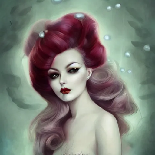 Prompt: of a woman inspired by Natalie Shau,Charlie bowater,Anna Dittman,pearls, hair bun in hair,jewellery in hair,cinematic