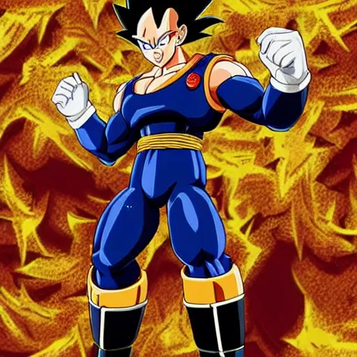 Image similar to dragon ball z vegeta with sidekick lion