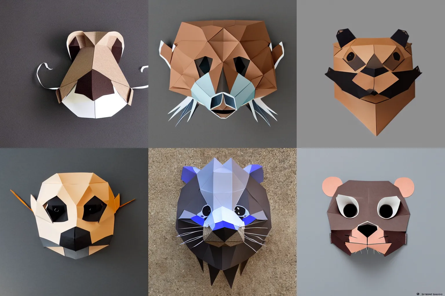 Prompt: a papercraft otter mask, today's featured costume design 4k