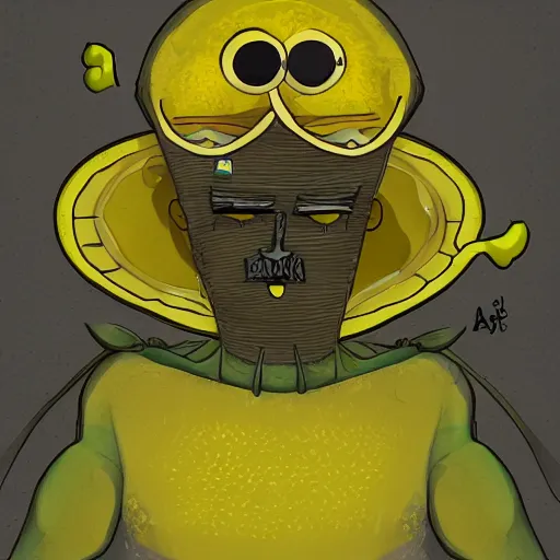 Image similar to a lemon man, digital art