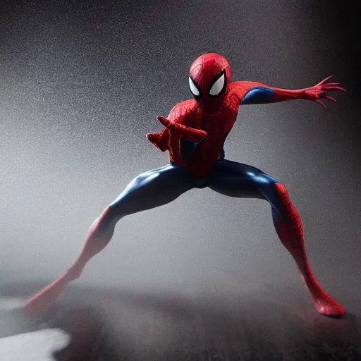 Image similar to a single venom and spider - man hybrid, dslr, cinematic, volumetric lighting