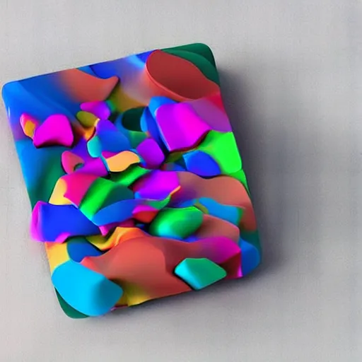 Image similar to abstract 3D cloth simulation soft body chrome colorful Redshift render. Claymation melting Adult swim Artstation Behance Cinema 4D Redshift