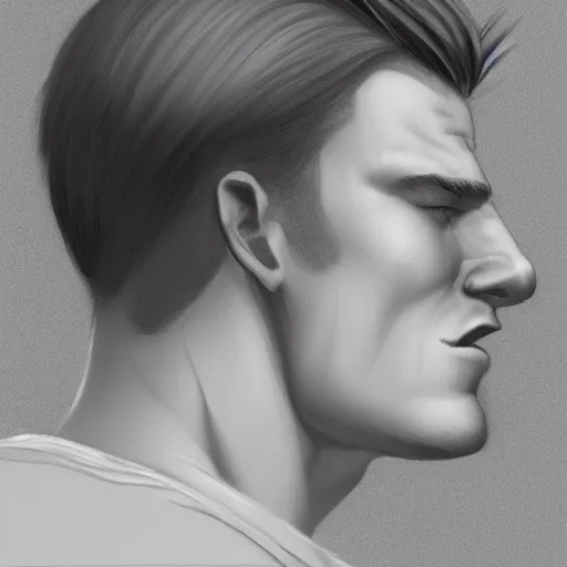 Image similar to a close up realistic portrait of a blonde man with chiseled jawline, edward hopper, trending on artstation