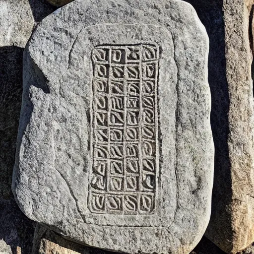 Image similar to ancient nord, photo of stone carved with intricate runes