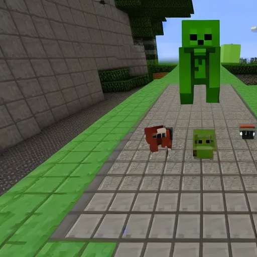 Image similar to cthulhu appearing as a minecraft mob, in game screenshot, hd