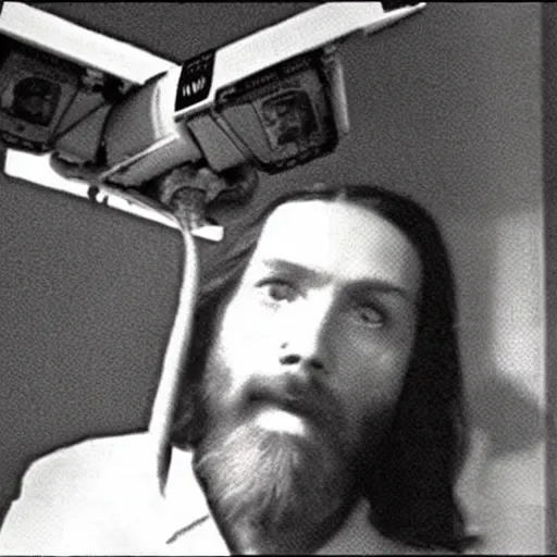 Prompt: jesus caught on cctv