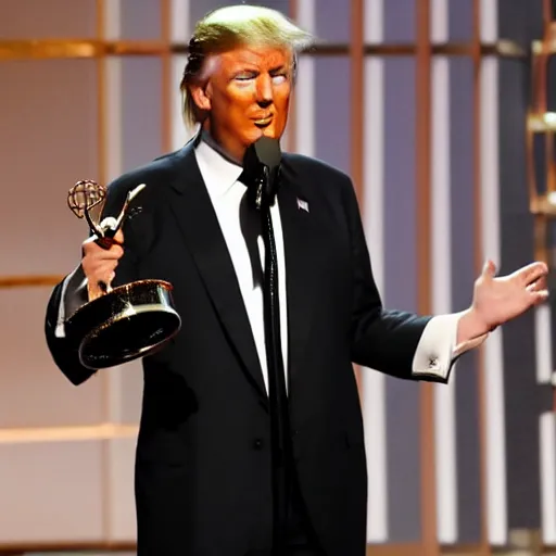 Prompt: Photo of Donald Trump winning an Emmy