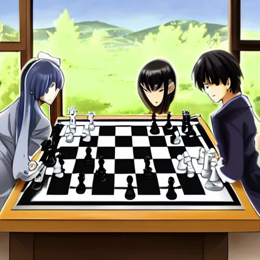 Prompt: intense chess match anime style