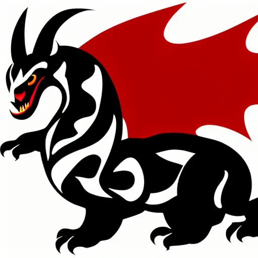 Image similar to vector art of welsh dragon and panda mixed, intercrossed, chimera, welsh flag, adobe illustrator