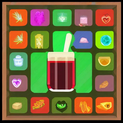Prompt: a health potion, wow, world of warcraft, game icon, icon grid, flat background
