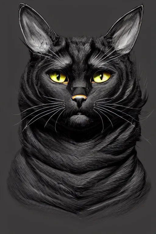 Image similar to cheshire black cat, head only, concept art, digital illustration, intricate, masterpiece, elegant, super detailed, unreal engine rendering, concept art, smooth, sharp focus, artstation hq