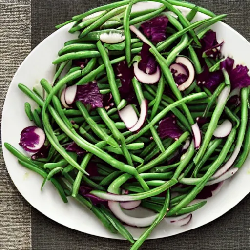 Prompt: onion jolly rancher green bean juniper salad