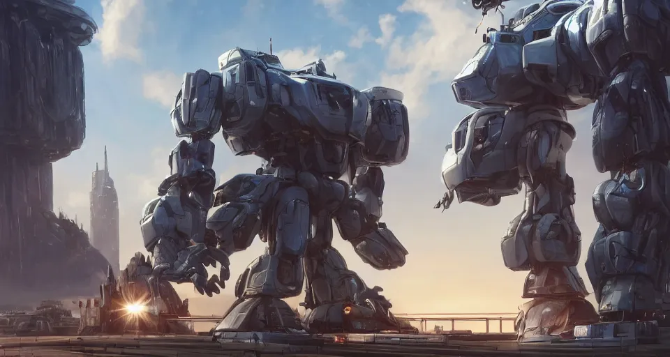 Prompt: a beautiful hyperrealistic ultradetailed 3D render of a gigantic mecha guarding a sci-fi spaceport, by brian sum and stephan martiniere and pixar and Makoto Kobayashi,mech, unreal engine, octane render, gigantic, unreal engine, octane render, 3D, brilliantly coloured, intricate, ultra wide angle, trending on artstation, dusk, volumetric lighting, HDR, polished, micro details, ray tracing