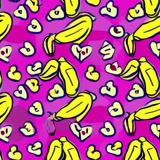 Image similar to colorful bananas and eyes and hearts seamless pattern