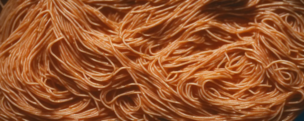 Image similar to macro shot of spaghetti, canon 1 0 0 mm, wes anderson film, kodachrome