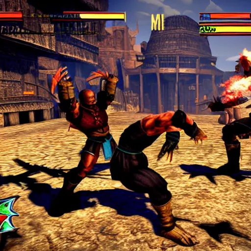 Prompt: MidJourney vs StableDiffusion battle, Mortal Kombat 2 style