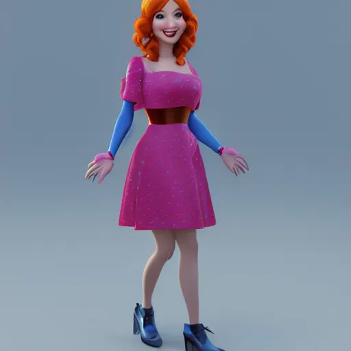 Prompt: Christina Hendricks as Disney Pixar character, 3d render, 4k,