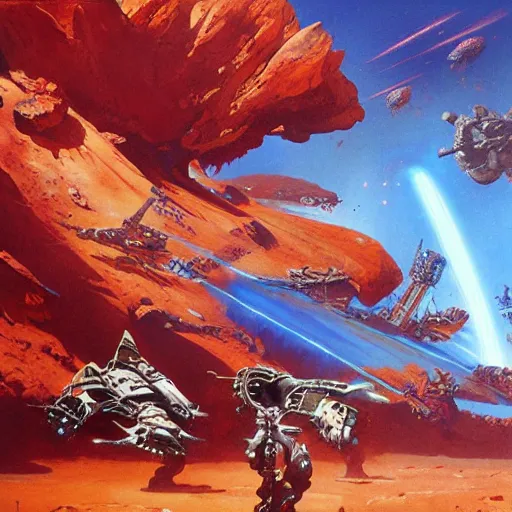 Prompt: battle on Mars by peter andrew jones