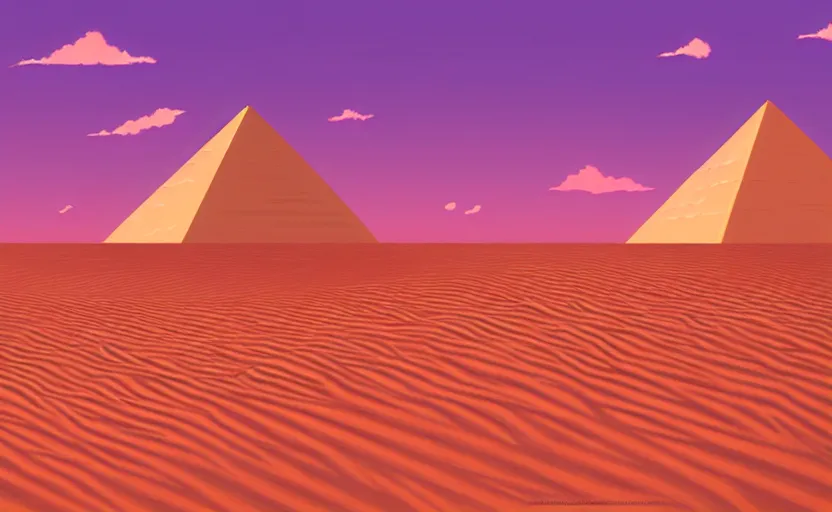 Prompt: red dunes with pyramids, illustration by Makoto Shinkai