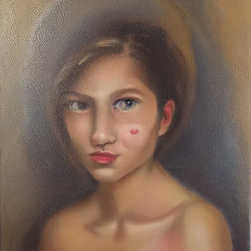 Prompt: portrait of a beautiful girl, oil on canvas