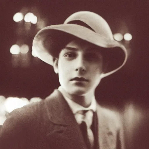 Prompt: 1 9 2 0 s selfie of a bright young thing, cecil beaton, shallow depth of field, photorealistic, cinematic lighting, dusk