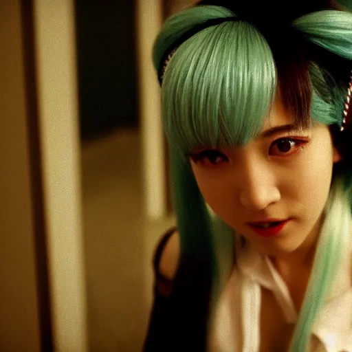 Image similar to a live - action still of hatsune miku in the sopranos ( 1 9 9 7 )