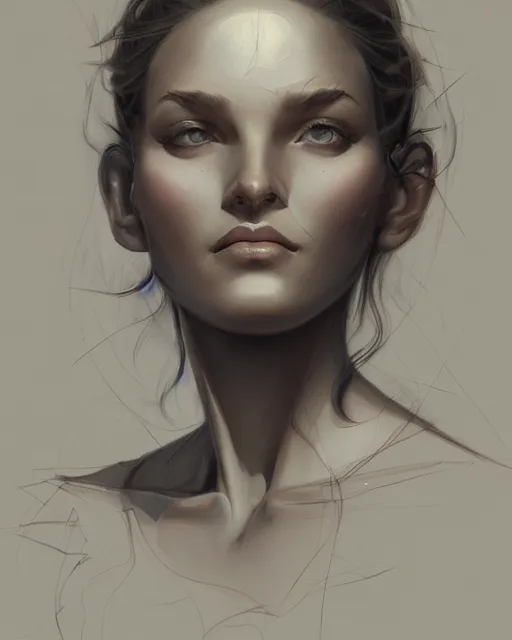 Prompt: a beautiful hyperrealistic Alla Bruletova portrait and body in pencil from a photo, by Peter Mohrbacher, technical drawing, blueprint diagram, trending on artstation