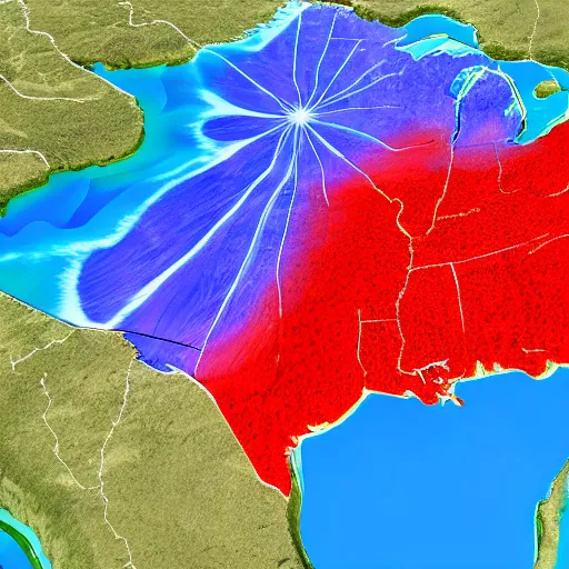 Image similar to spinning 3d Georgia (U.S. state) graphic render. 3d volume in the shape of Georgia, RED color