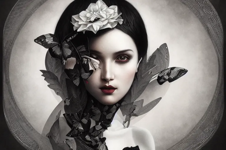 Prompt: a black pattern on a white background, highly detailed, geometric, award winning, by Tom Bagshaw