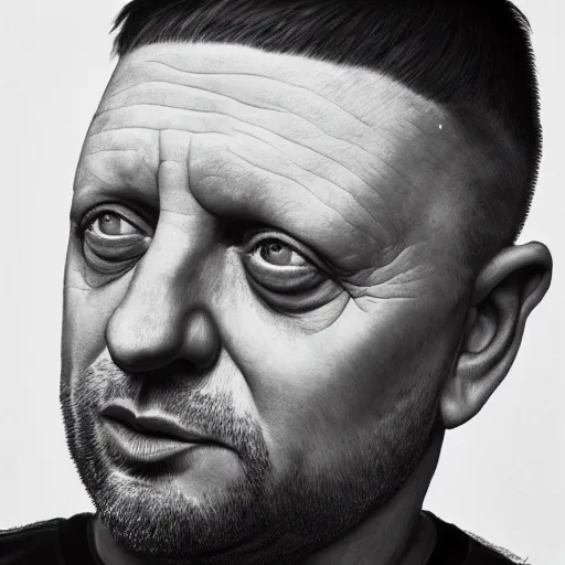 Image similar to photo portrait of shaun ryder staring into the horizon, realistic, hyperrealistic, 8 k resolution, hd quality, very detailed, highly detailed, intricate details, real life, real world, trending on artstation, digital art, really realistic, very realistic, headshot, head in frame, photograph, portrait, head in frame