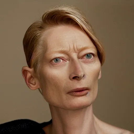 Image similar to a bowl of lentils with tilda swinton face