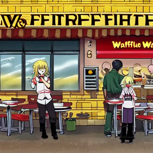 Image similar to anime wafflehouse