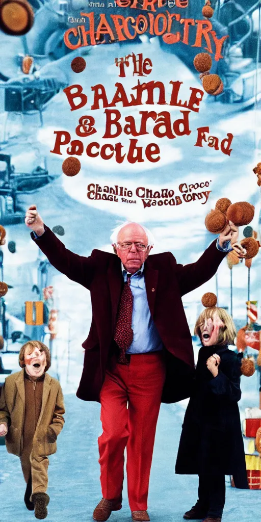 Prompt: Bernie sanders in the movie Charlie and the Chocolate Factory, 8k