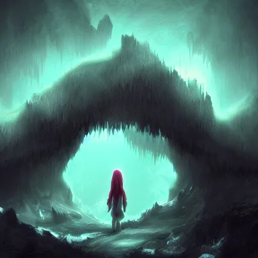 Image similar to a cave filled with nightmares, trending on artstation, digital art, 4 k