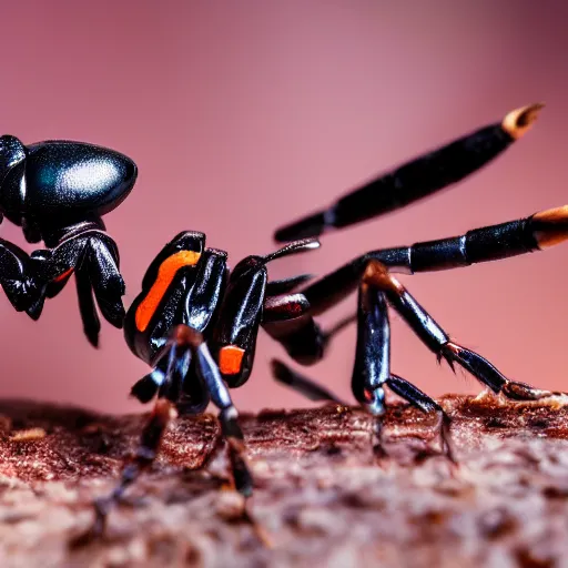 Prompt: macro photograph of an alien ant, alien biology, 8K UHD