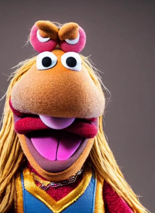 Image similar to studio portrait still of muppet thor from avengers infinity war as a muppet muppet as a muppet, 8 k, studio lighting, key light,