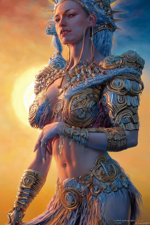 Image similar to a humanoid female god of the sun, highly detailed, d & d, fantasy, hyper detailed, digital painting, trending on artstation, apollo, concept art, sharp focus, illustration, highly saturated colors, art by artgerm and magali villeneuve and greg rutkowski and michael whelan, cryengine, 8 k realistic atmospheric lighting, frostbite 3 engine