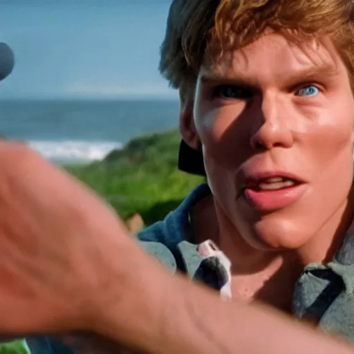 Image similar to Live Action Still of Jerma985 in The Goonies, real life, hyperrealistic, ultra realistic, realistic, highly detailed, epic, HD quality, 8k resolution, body and headshot, film still