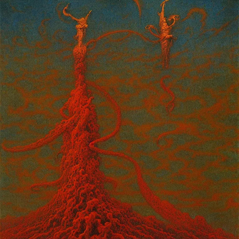 Prompt: lovecraftian sky, detailed, by beksinski, jean jean delville