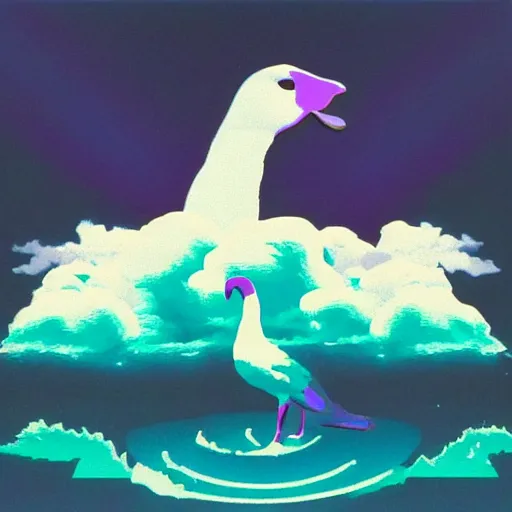 Prompt: vaporwave goose