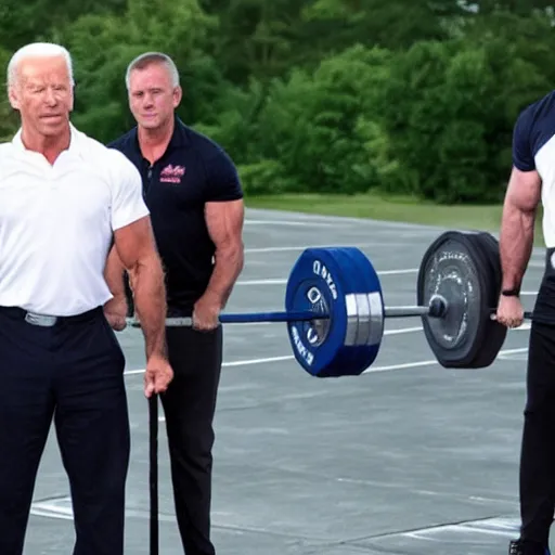 Image similar to muscular Biden Deadlifting