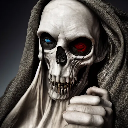 Image similar to grim reaper relaxing, fantasy, intricate, sharp focus, contemporary fashion shoot, by edward robert hughes, annie leibovitz and steve mccurry, david lazar, jimmy nelsson, extremely detailed, hyperrealistic, perfect face, octane render